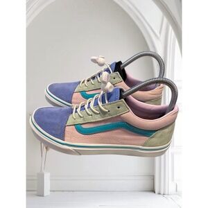 Vans Old Skool Kids Shoes Pink Blue Green Suede Lace Up Casual Size 6